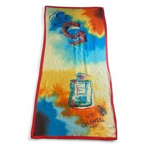 Huge Chanel No 5 Vintage Silk Scarf 35x72 Rare